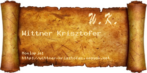 Wittner Krisztofer névjegykártya